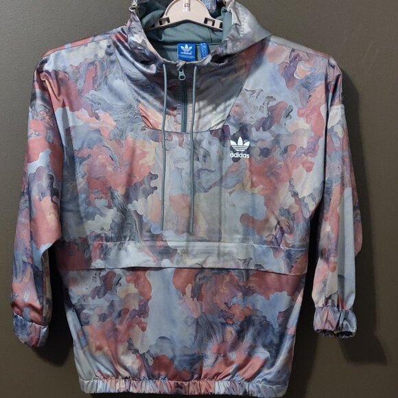 Adidas Originals Pastel Marbled Camo Satin Hoodie 1/4 Zip Pullover SIZE … - Picture 5 of 9